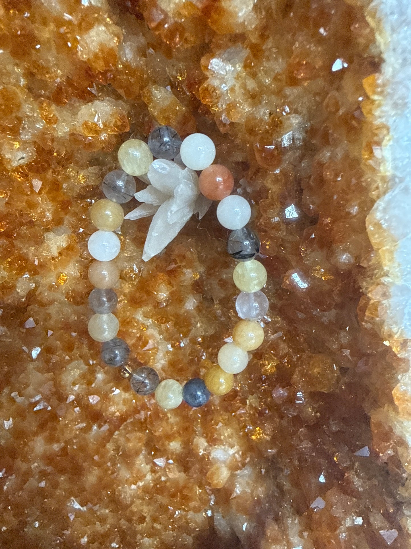 Golden Shield Clarity Bracelet – 6.5” Yellow Selenite, Yellow Aventurine & Black Tourmaline Rutile