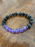 Clarity of Night – Larvikite & Amethyst Bracelet 6.5”