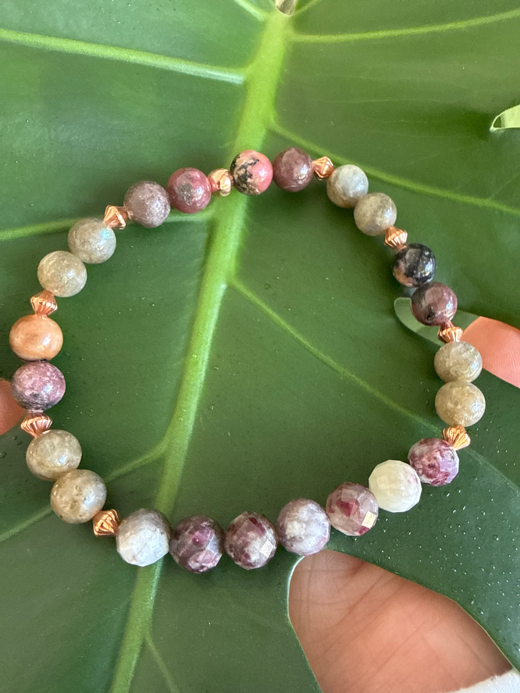 Heart Path Alchemy – Rhodonite, Eudialyte, Labradorite & Copper Bracelet 8”