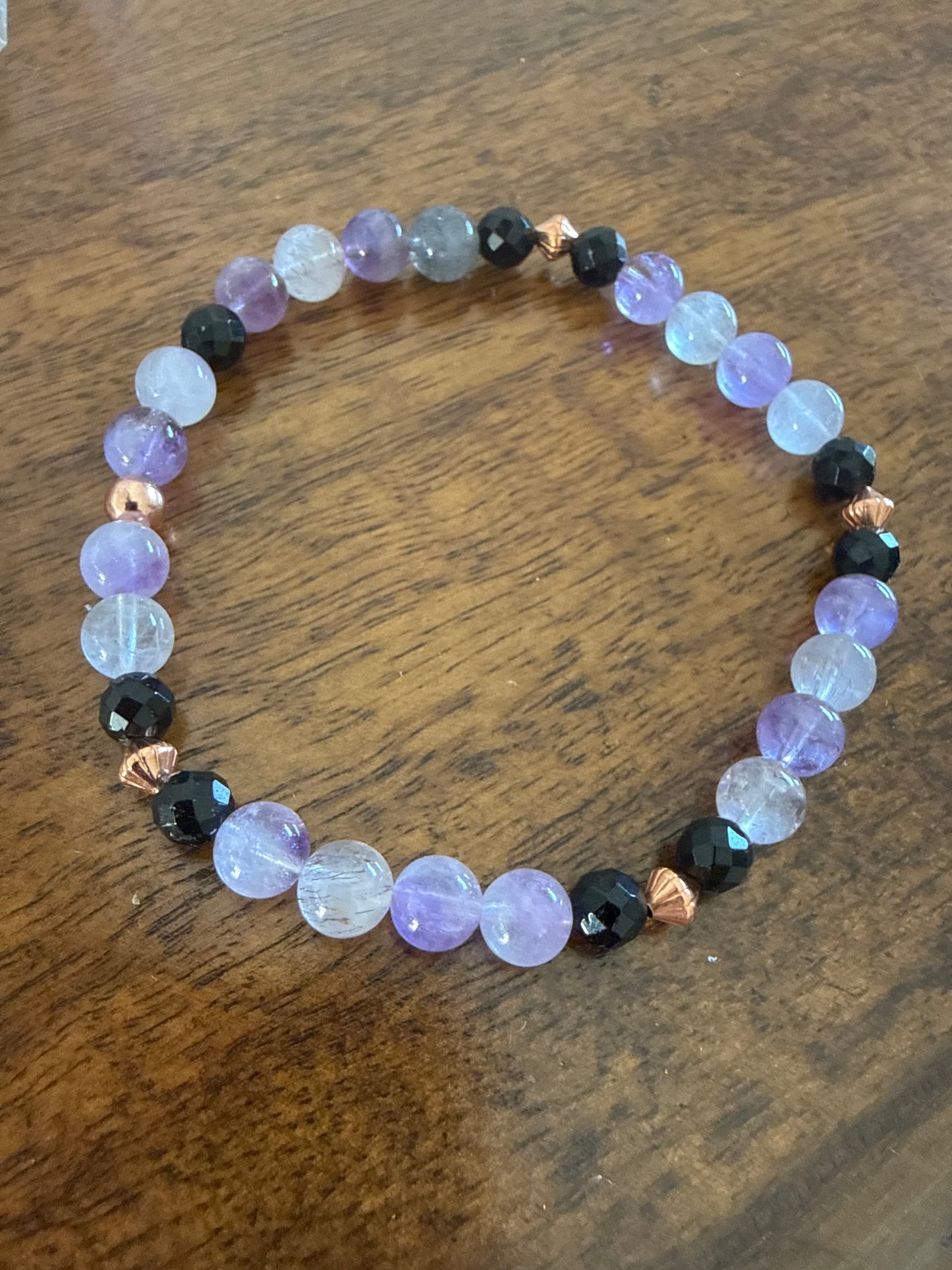 Super 7, Black Tourmaline & Copper Protection Bracelet – Size Large 8inch
