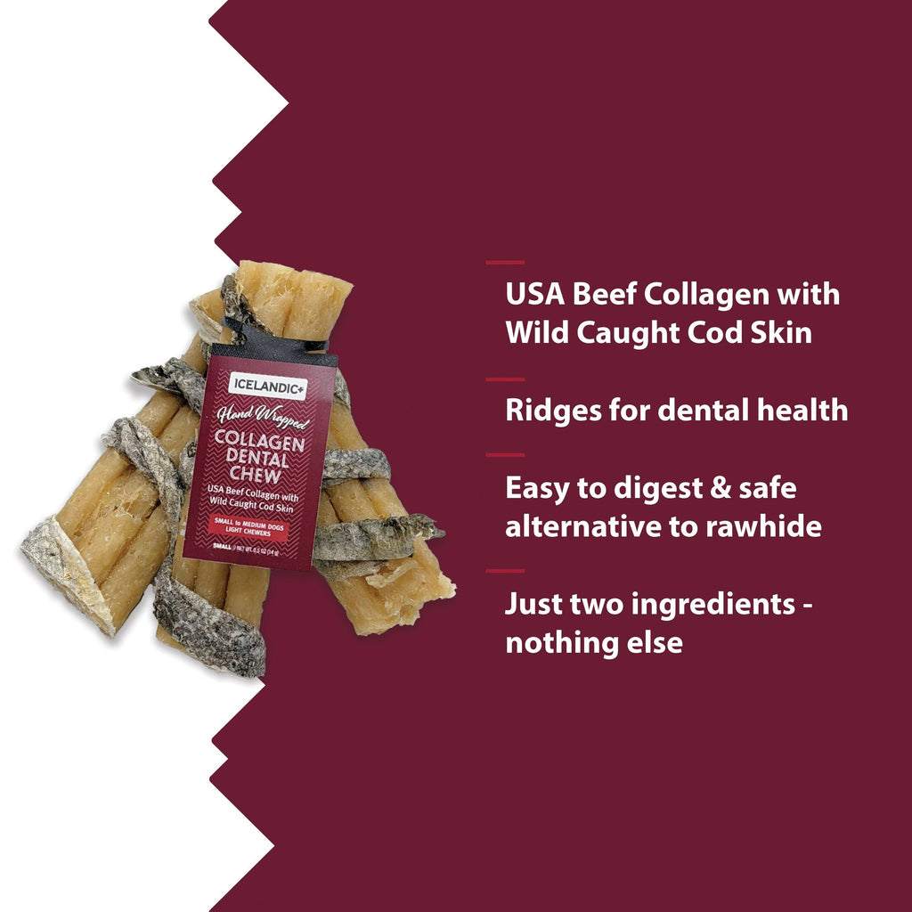 Beef Collagen Dental Chew Wrapped With Cod Skin  8"