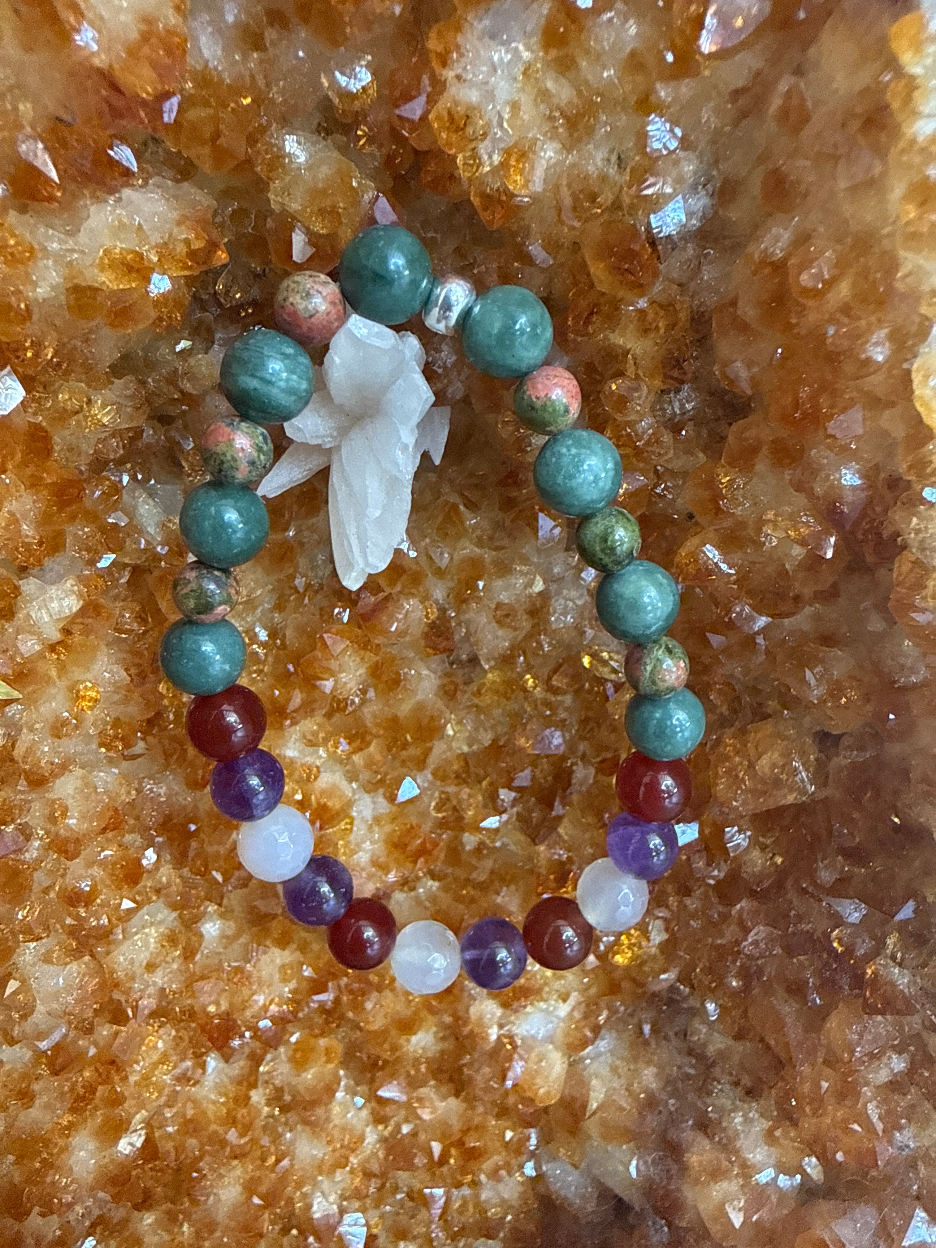 Nurtured Journey – Jade, Unakite, Amethyst & Carnelian Pregnancy Support Bracelet (Custom Request)