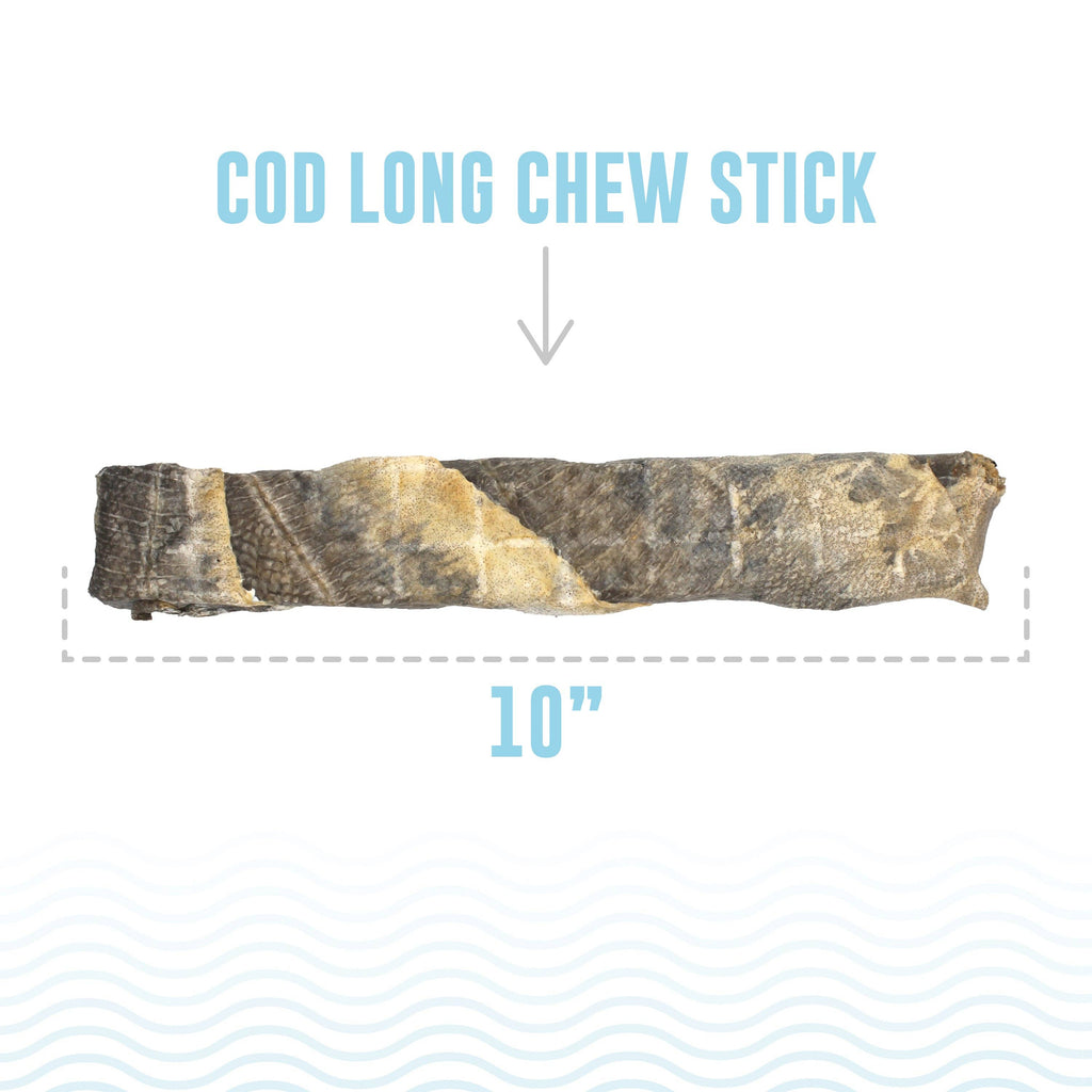 Icelandic+ Hand Wrapped Cod Skin 10" Long Chew Stick 12-Pack