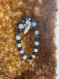 Shadowed Oracle – Indigo Gabbro, Sodalite & Selenite Bracelet 7.5”
