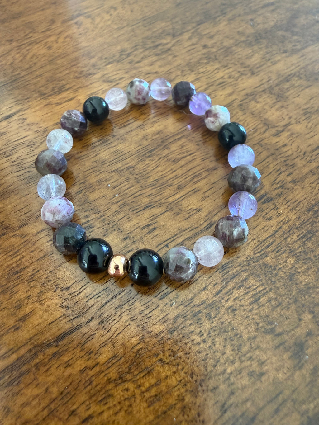 Protected Heart Ascension – Super 7, Eudialyte & Black Tourmaline Bracelet 6–6.5”