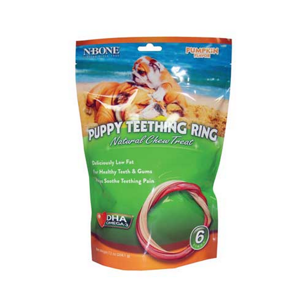 N-Bone Puppy Teething Ring Pumpkin 6pk
