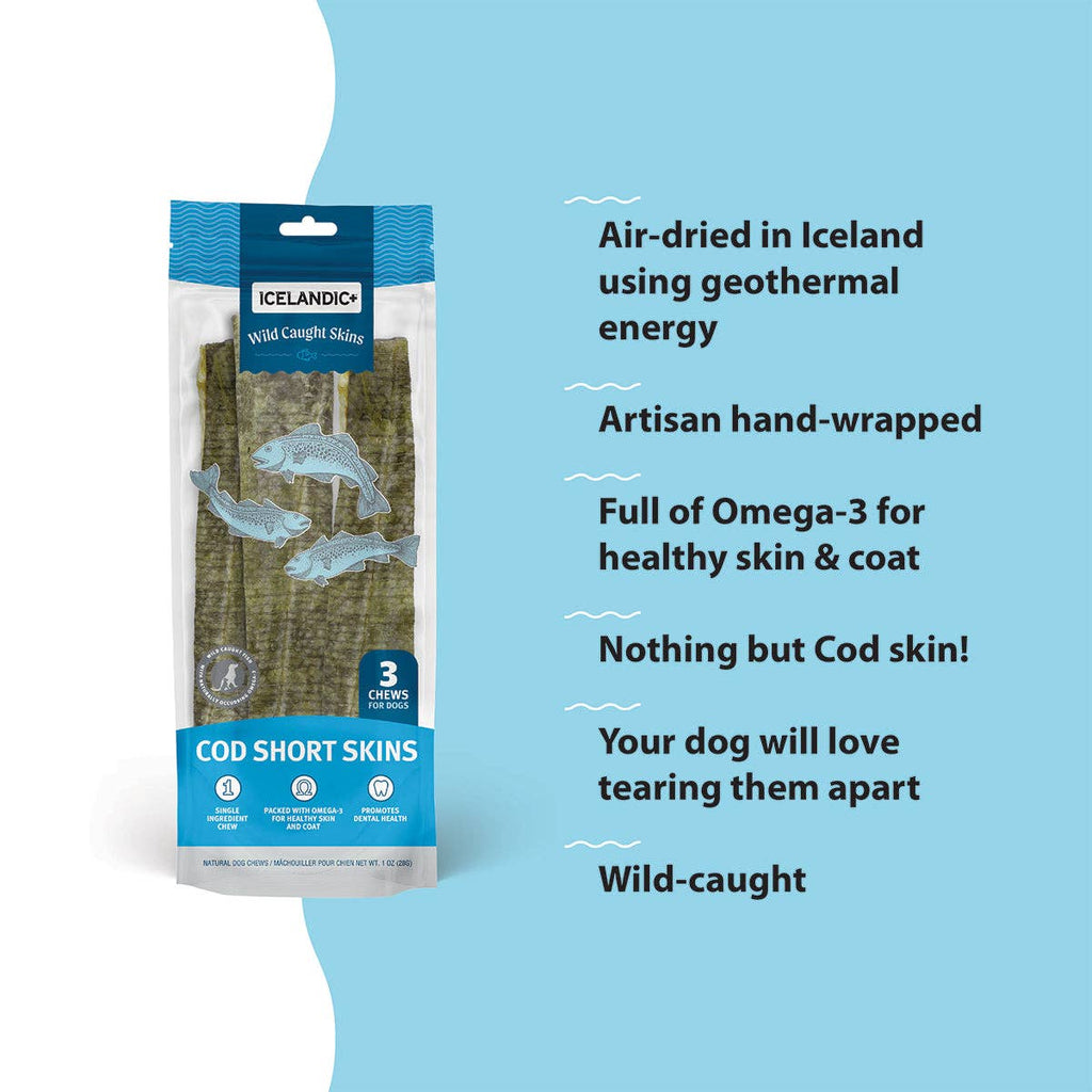 100% Wild-Caught Icelandic Cod Skin Chews for Dogs