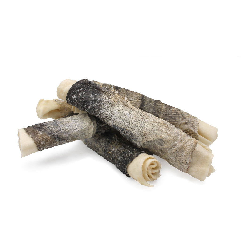 Rolled Beef Collagen Wrapped With Cod Skin 8" Chew Stick
