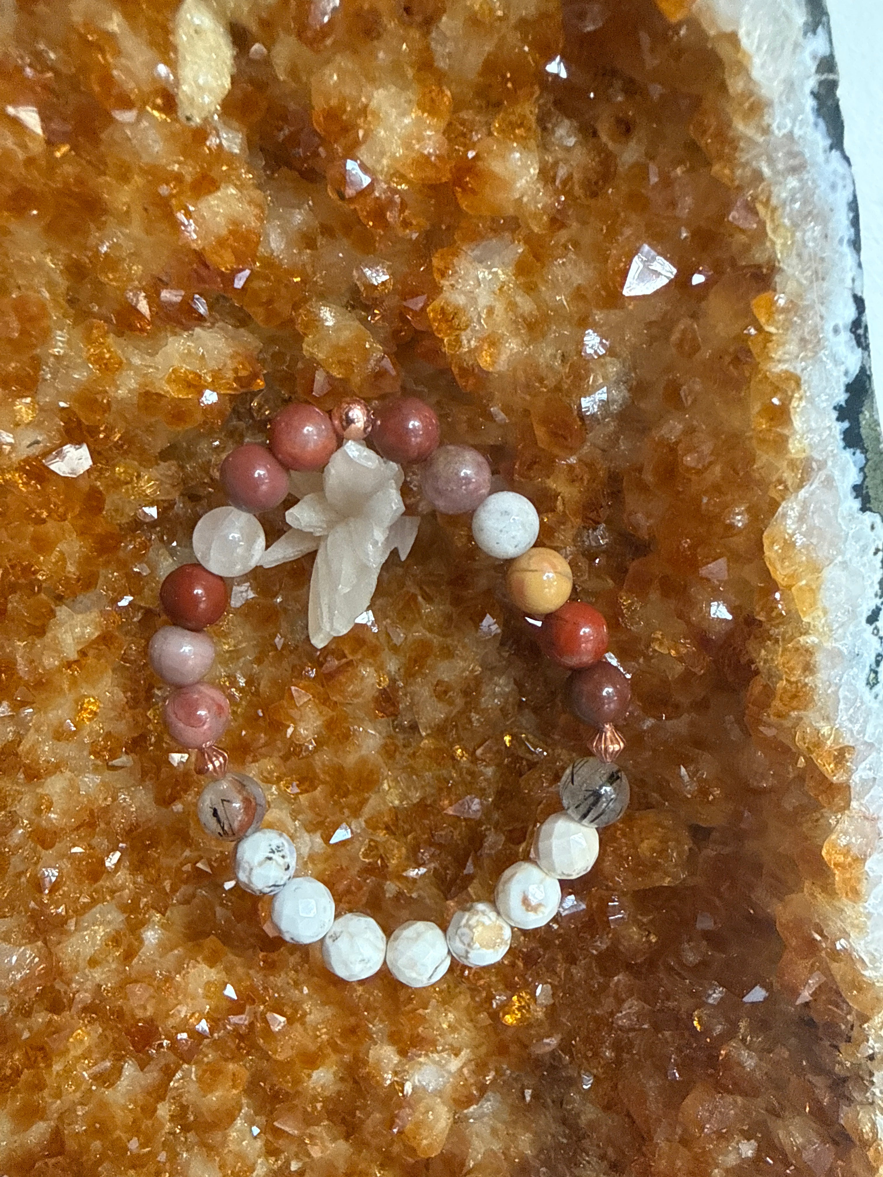 Sacred Desert Guardian – 6.5–7” Mookaite, White Buffalo, Black Tourmaline Rutile & Copper