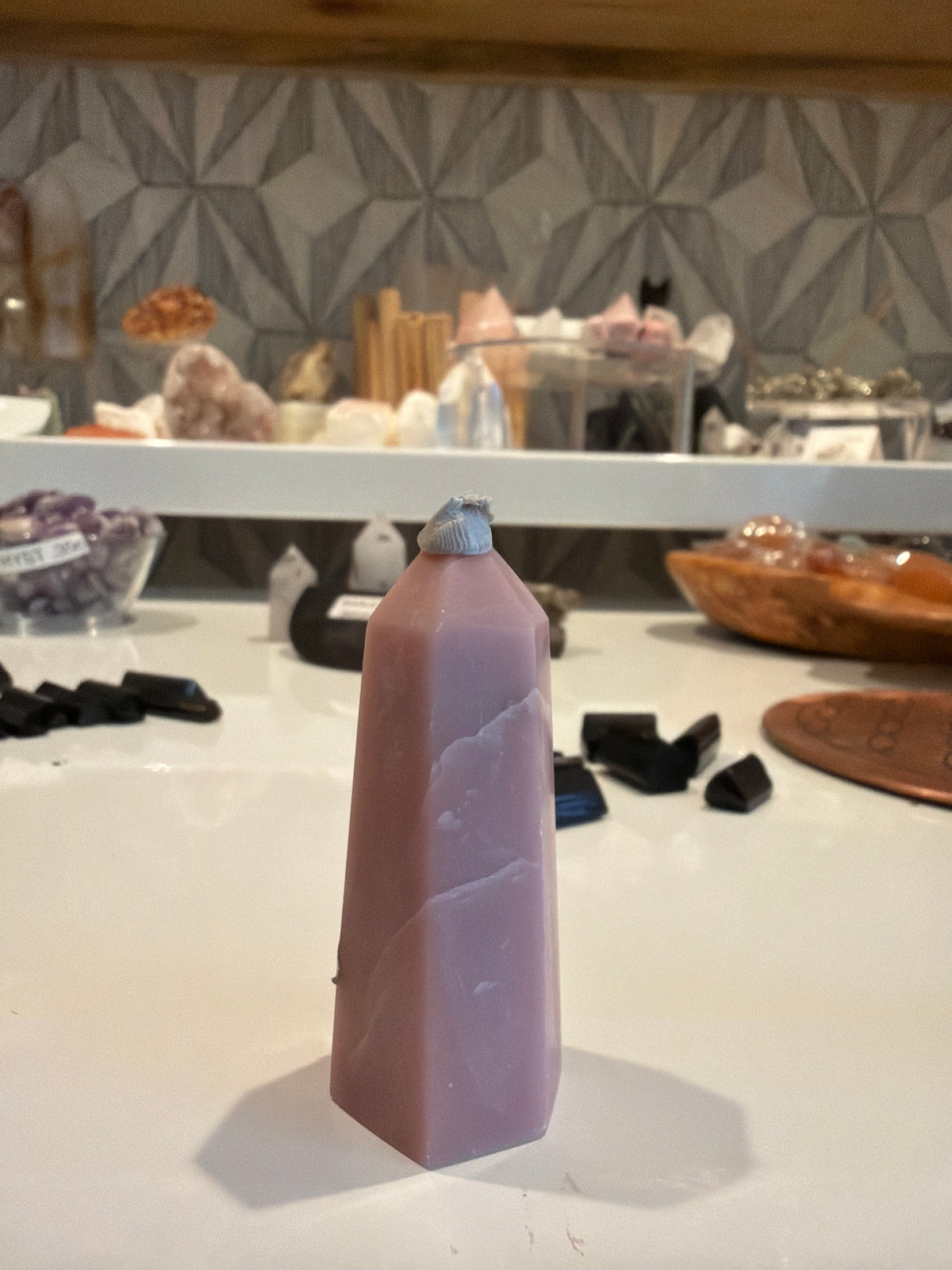 Pink Opal Obelisk/ Tower 6 sided