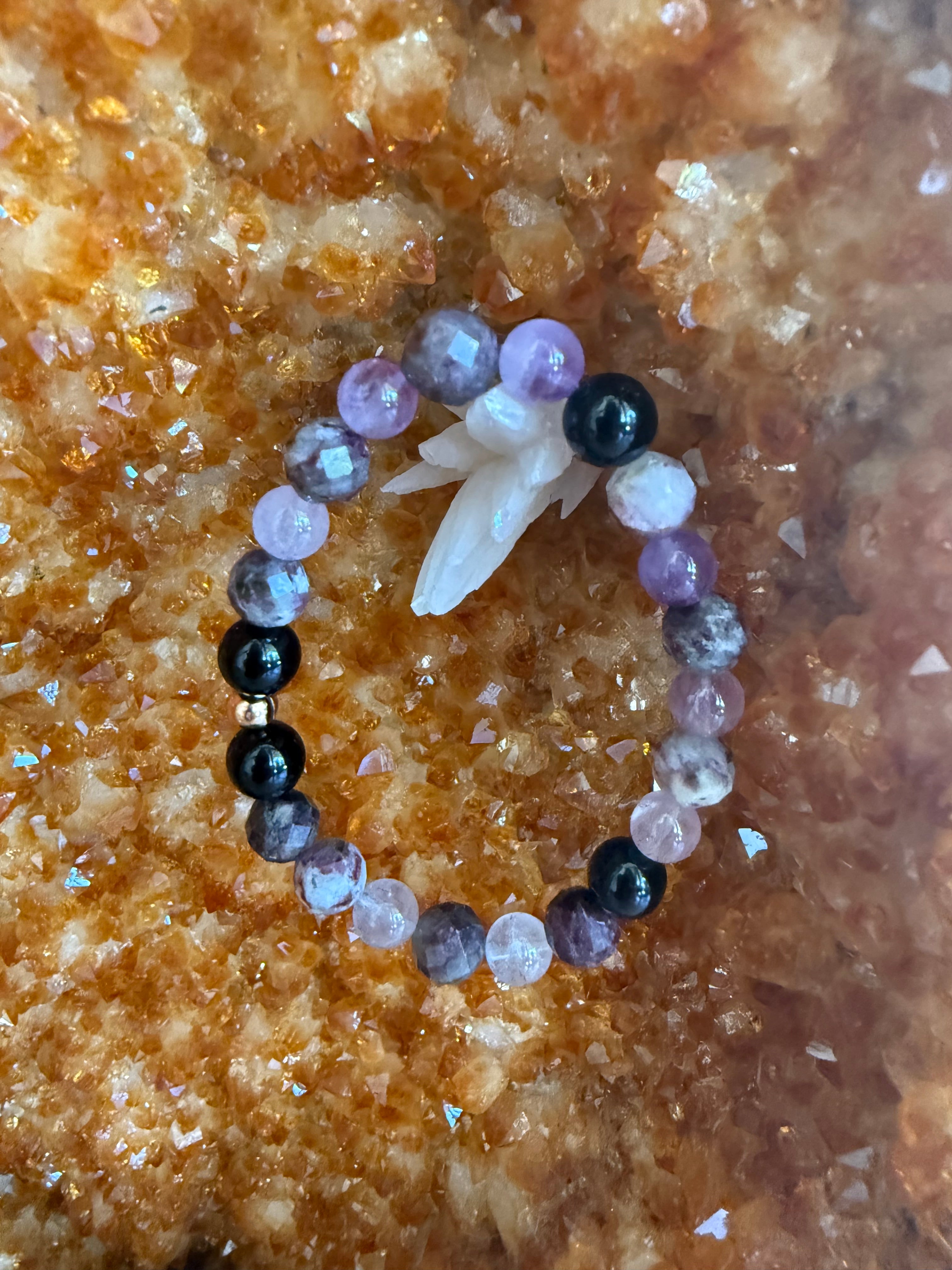 Protected Heart Ascension – Super 7, Eudialyte & Black Tourmaline Bracelet 6–6.5”