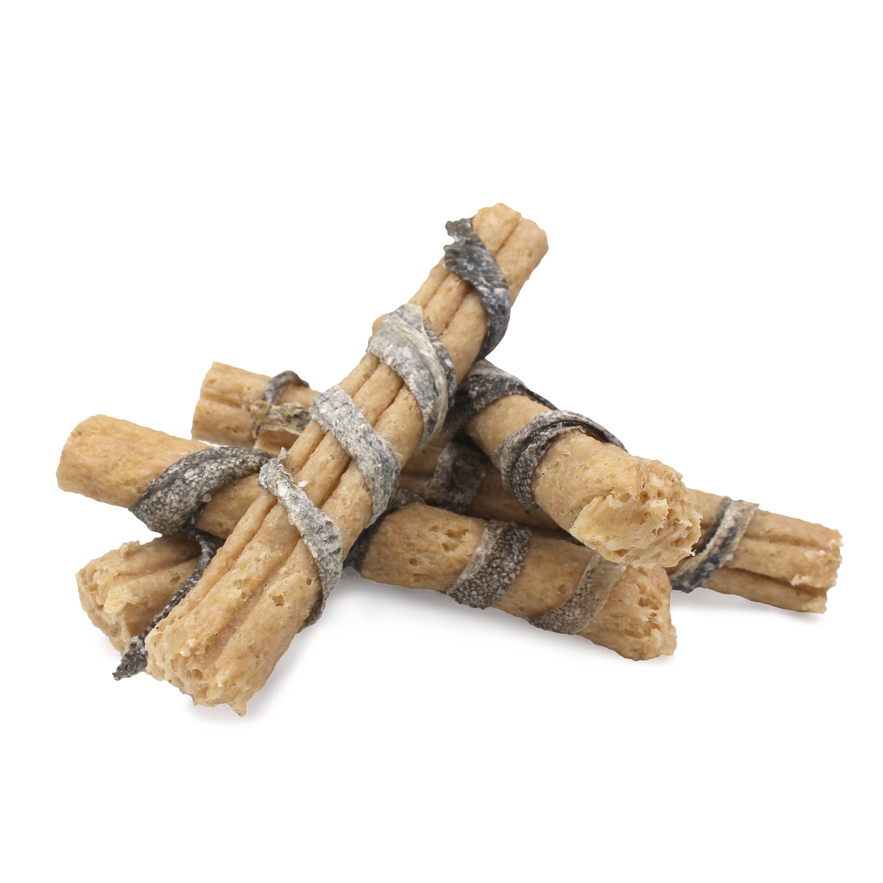 Beef Collagen Dental Chew Wrapped With Cod Skin  8"