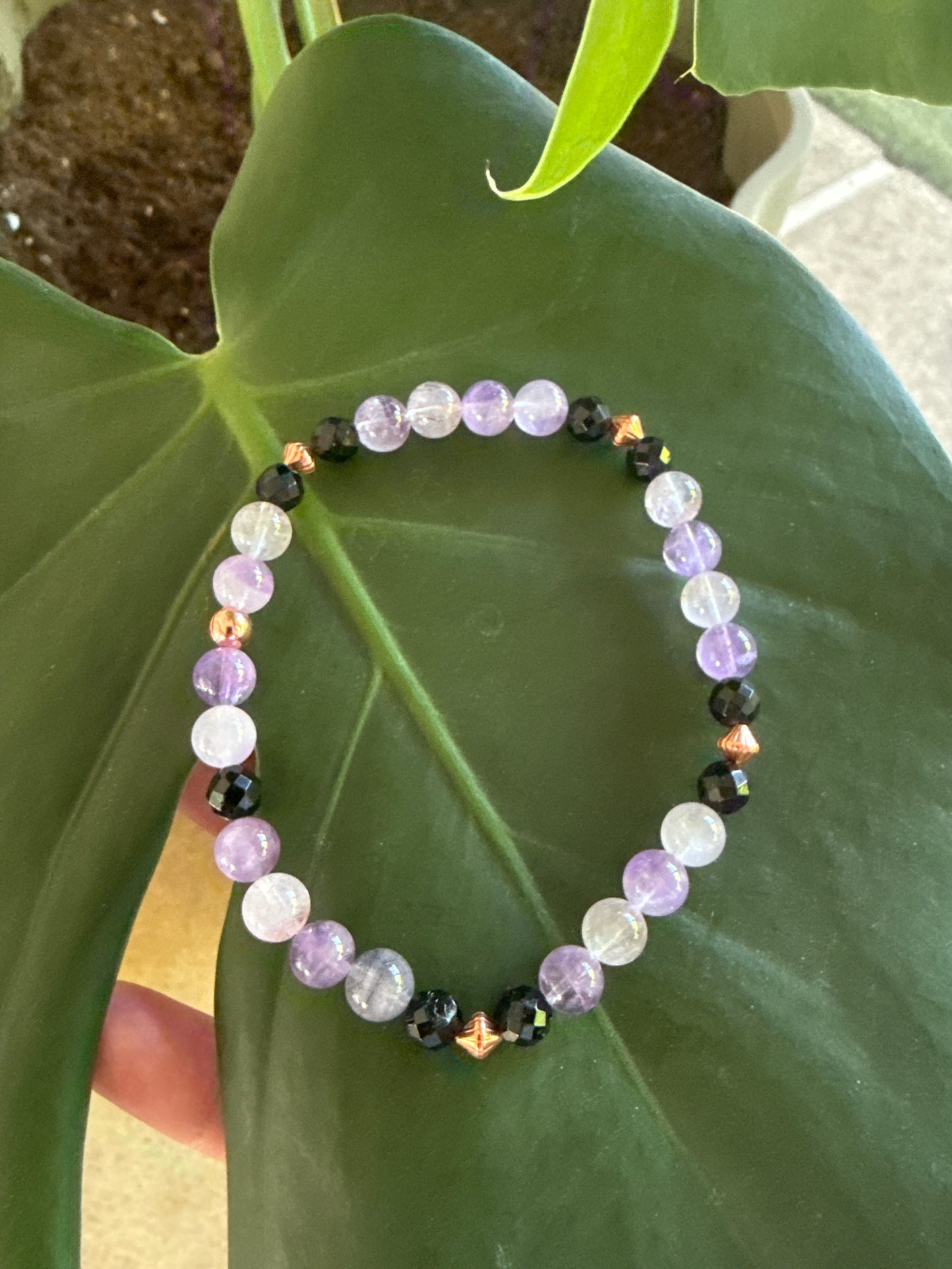 Super 7, Black Tourmaline & Copper Protection Bracelet – Size Large 8inch
