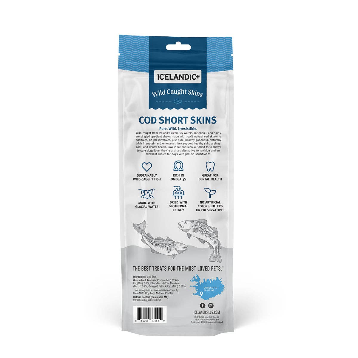 100% Wild-Caught Icelandic Cod Skin Chews for Dogs