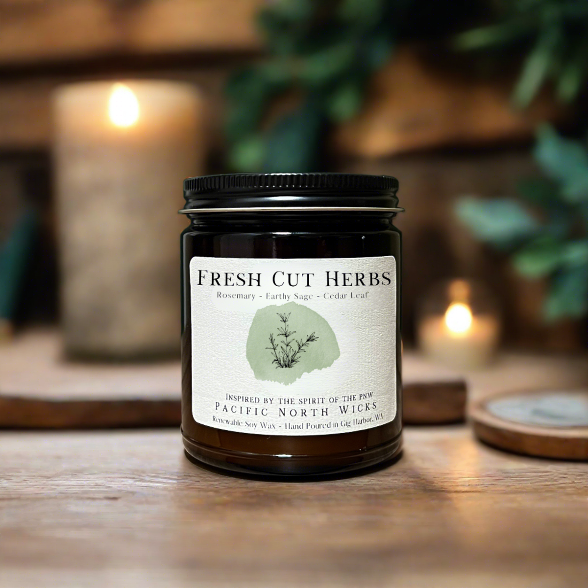 Fresh Cut Herbs Candle | Rosemary Sage | Garden Scent | Soy