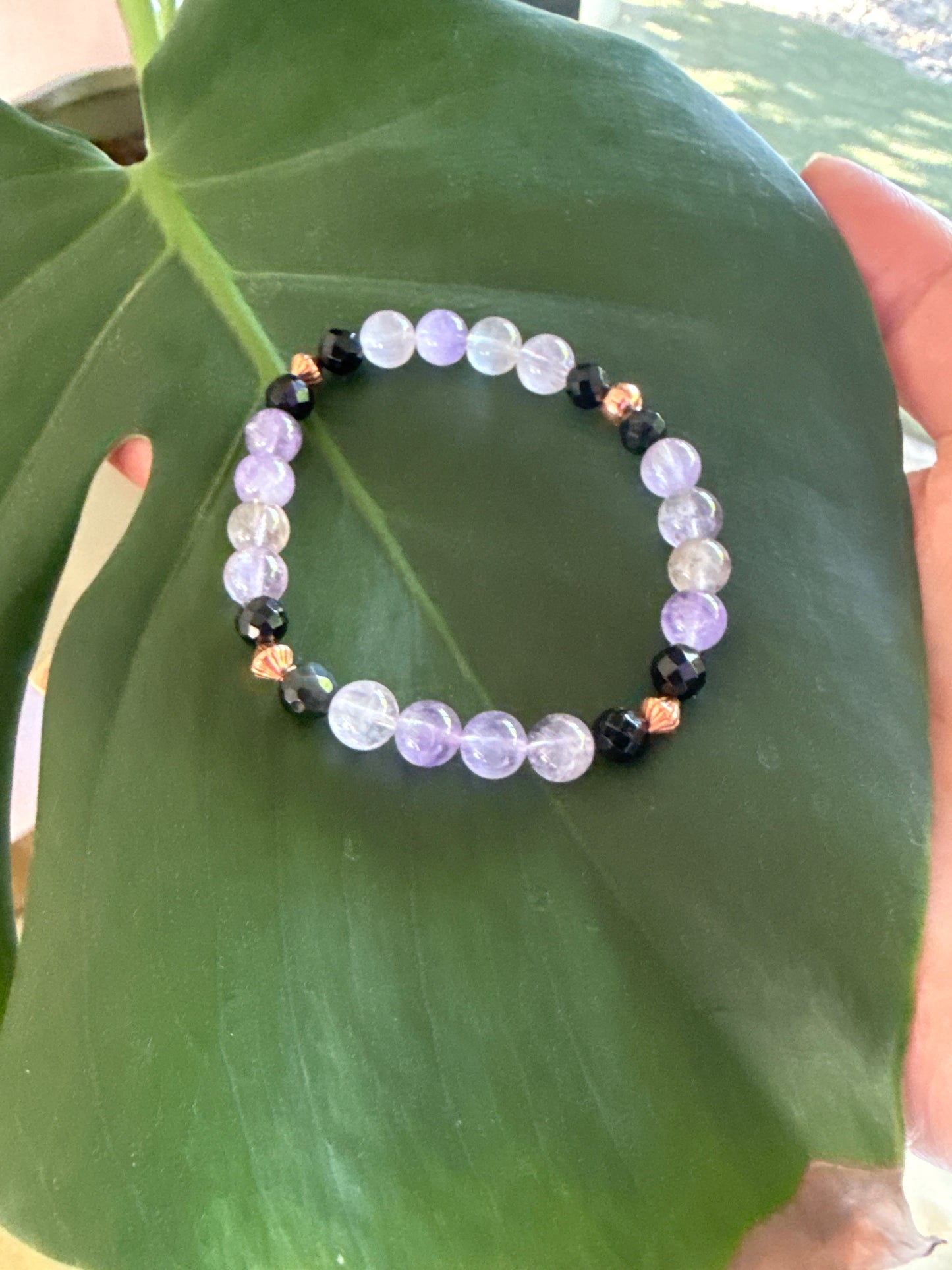Super 7, Black Tourmaline & Copper Protection Bracelet – Size Small 6.5”
