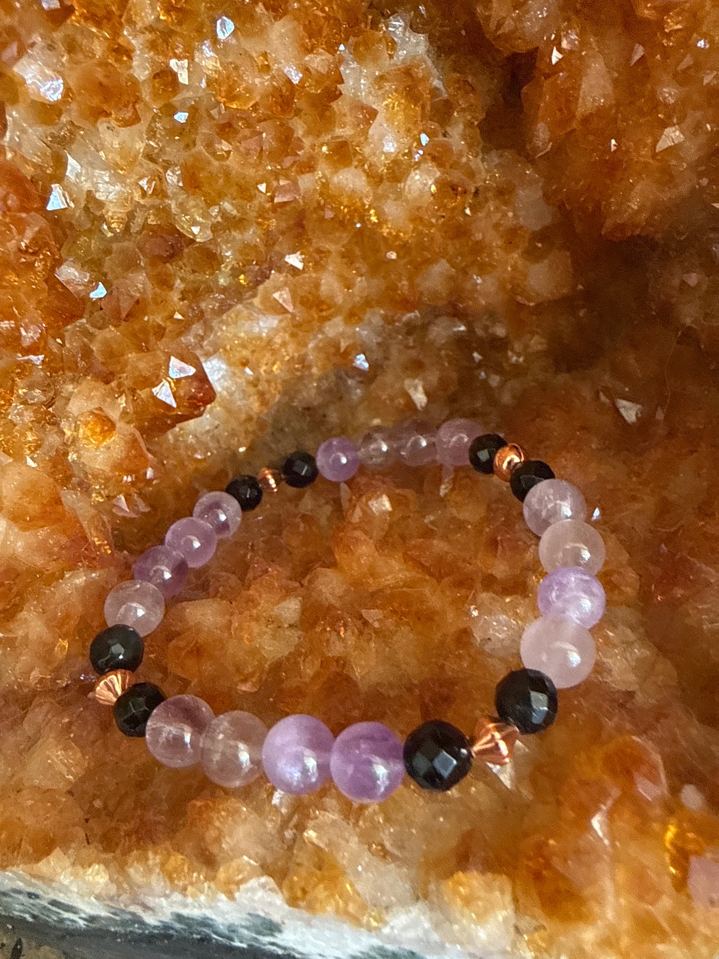Super 7, Black Tourmaline & Copper Protection Bracelet – Size Small 6.5”