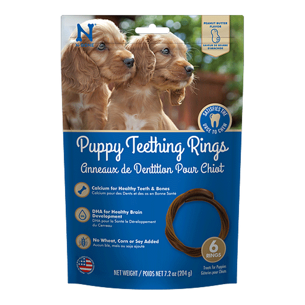 N-Bone Puppy Teething Rings Peanut Butter 6Pk