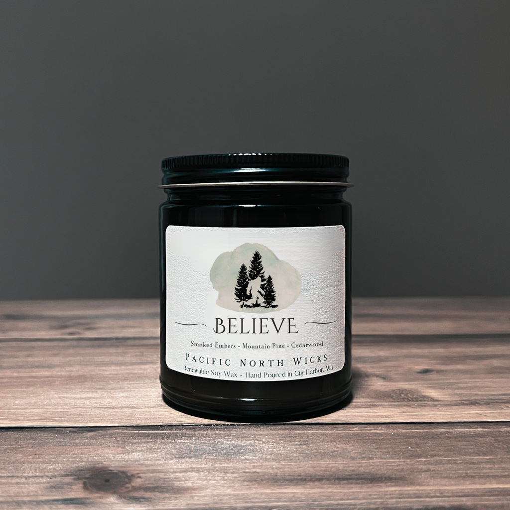 Believe Sasquatch Bigfoot Candle | PNW Inspired | Soy Wax