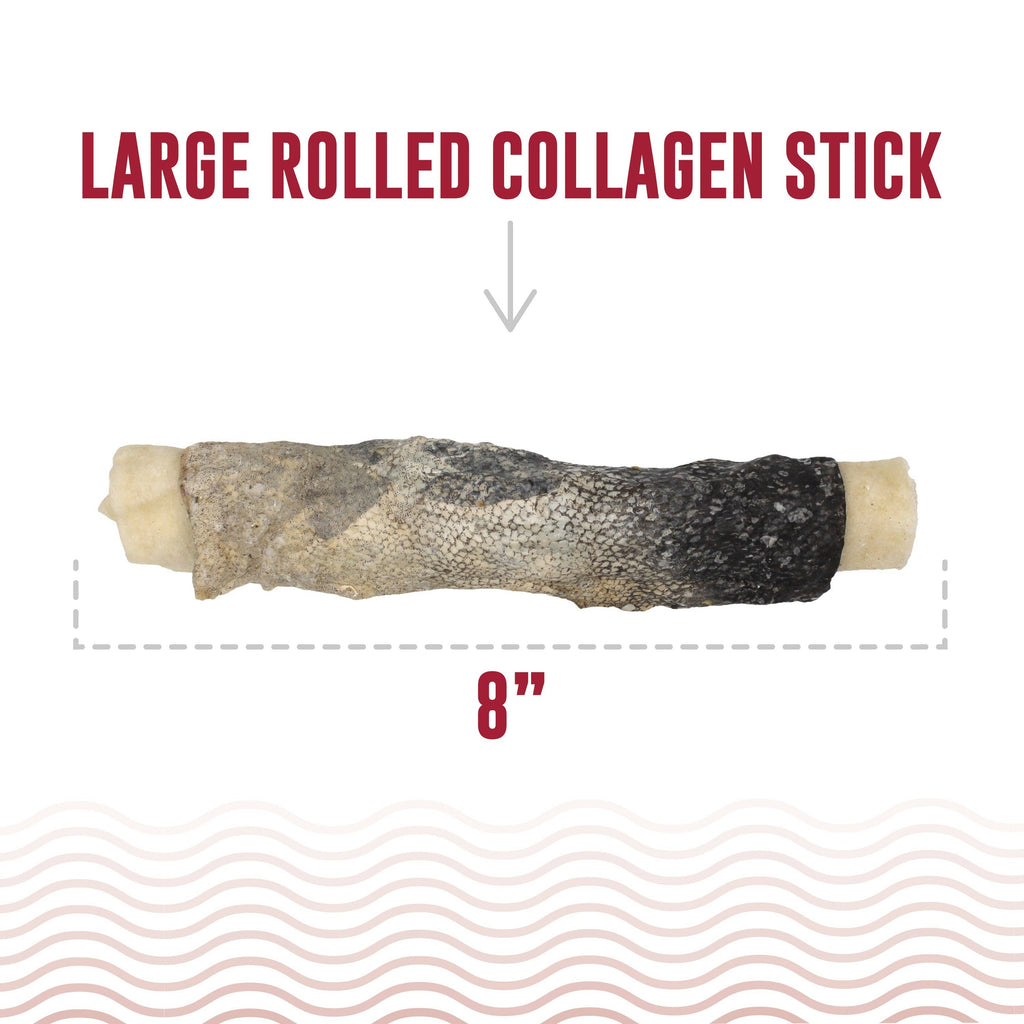 Rolled Beef Collagen Wrapped With Cod Skin 8" Chew Stick