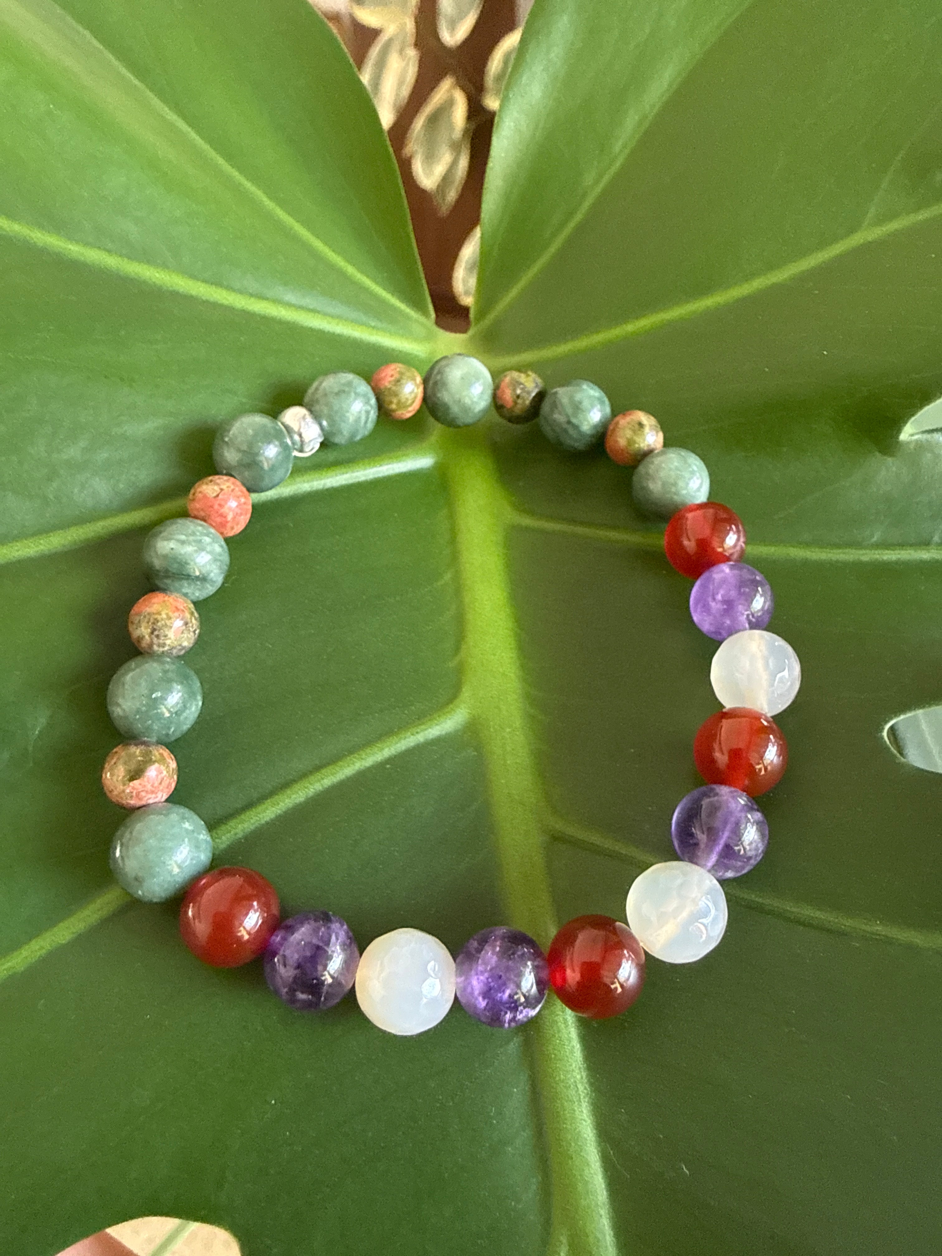 Nurtured Journey – Jade, Unakite, Amethyst & Carnelian Pregnancy Support Bracelet (Custom Request)