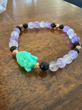 Super 7, Black Tourmaline, Copper & Buddha Protection Bracelet – Size Medium/Large 7.5”