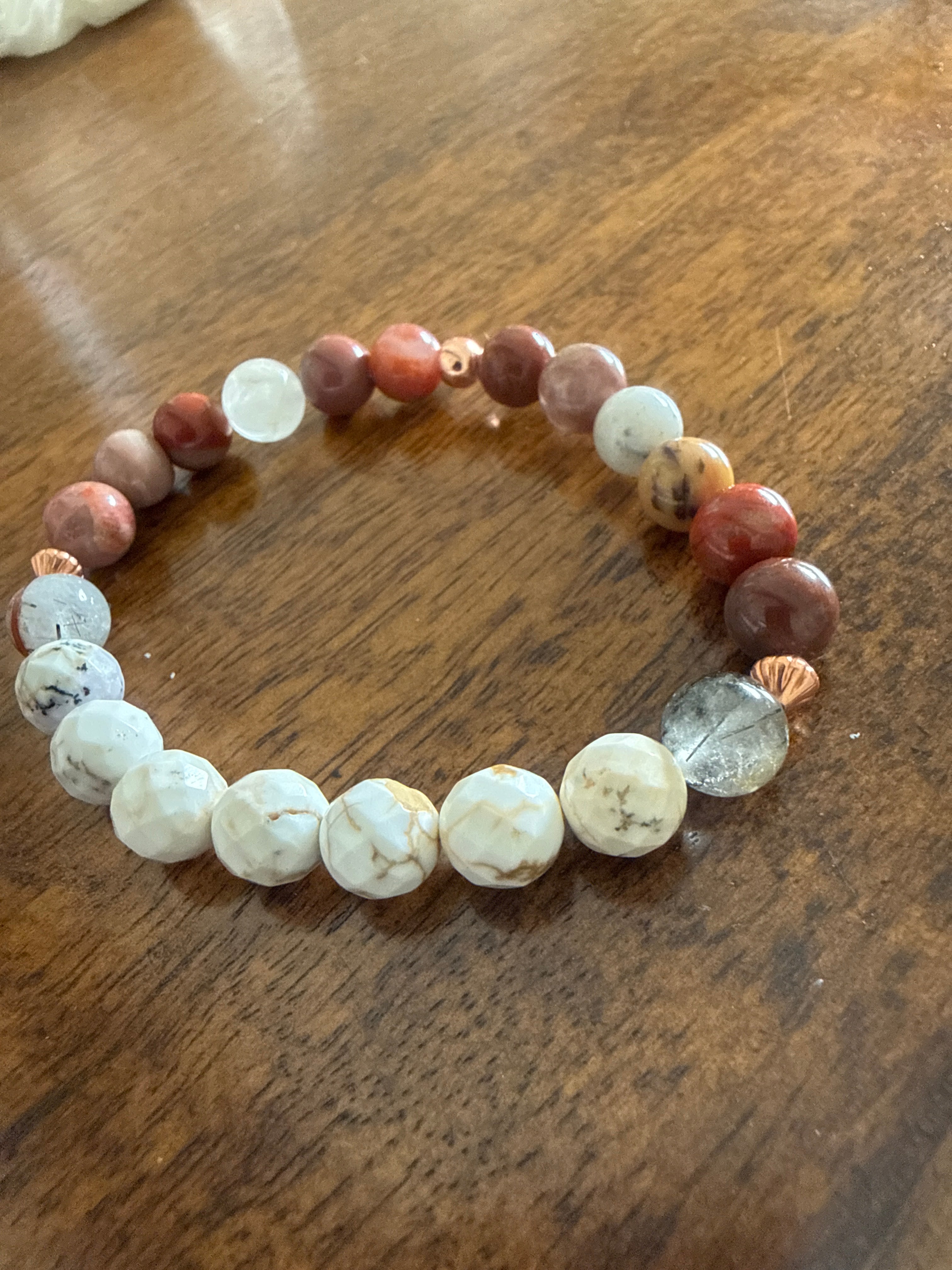 Sacred Desert Guardian – 6.5–7” Mookaite, White Buffalo, Black Tourmaline Rutile & Copper