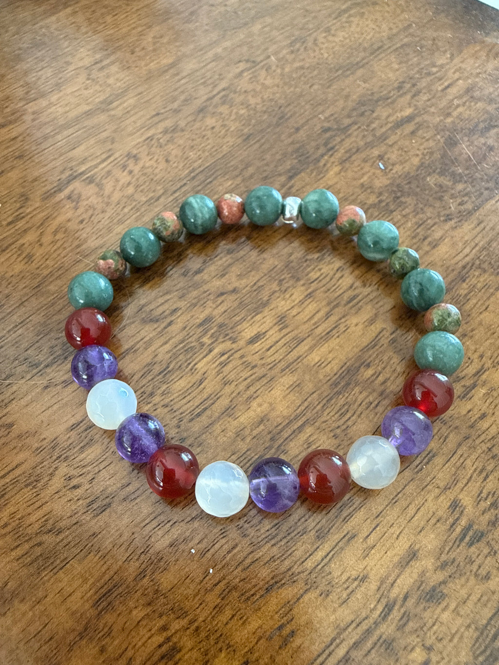 Nurtured Journey – Jade, Unakite, Amethyst & Carnelian Pregnancy Support Bracelet (Custom Request)