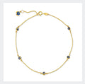 14K Yellow Gold Enameled Evil Eye Anklet