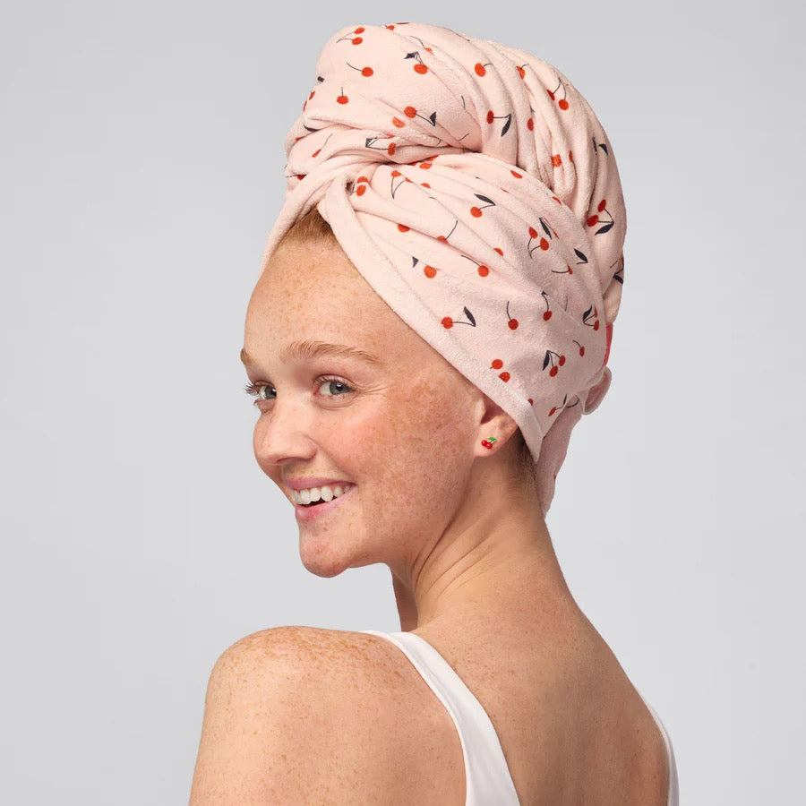 XL Hair Towel Wrap / Cherry Print