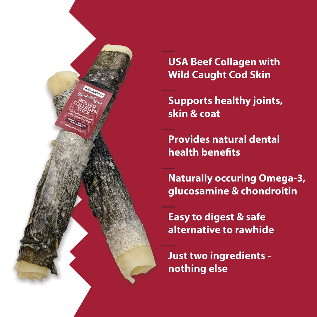 Rolled Beef Collagen Wrapped With Cod Skin 8" Chew Stick