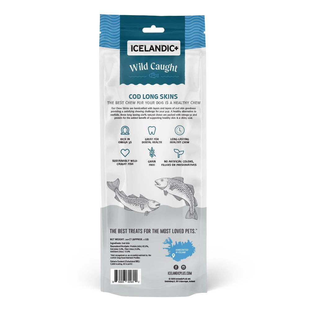 Cod Long Skins Dog Chews (20 Skin Count)