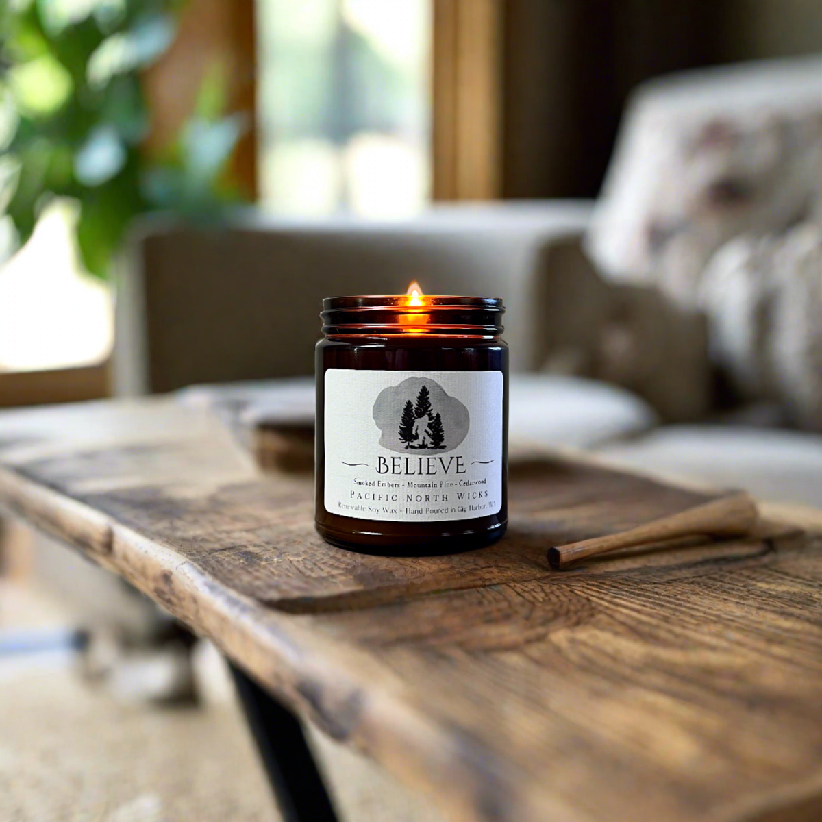Believe Sasquatch Bigfoot Candle | PNW Inspired | Soy Wax