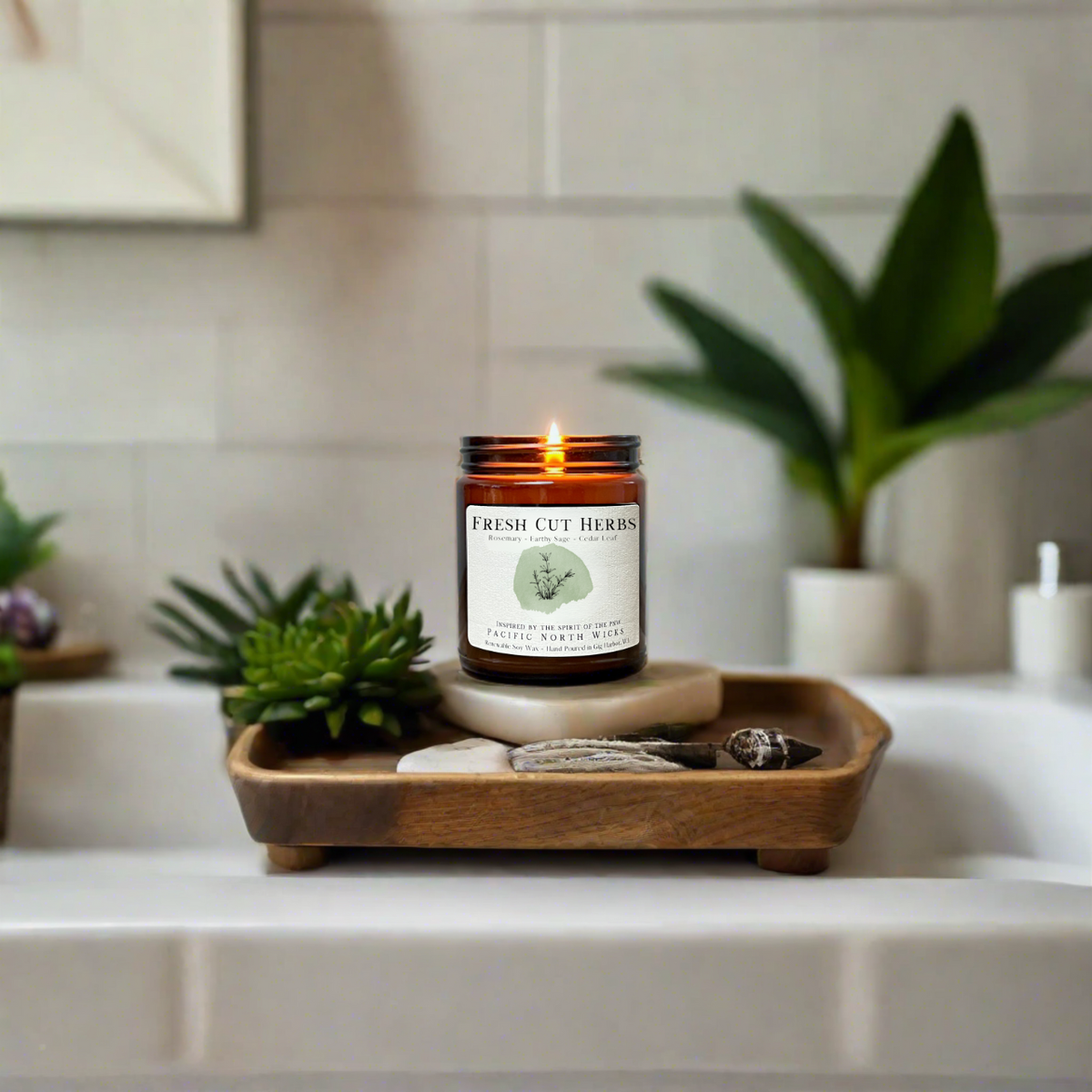 Fresh Cut Herbs Candle | Rosemary Sage | Garden Scent | Soy